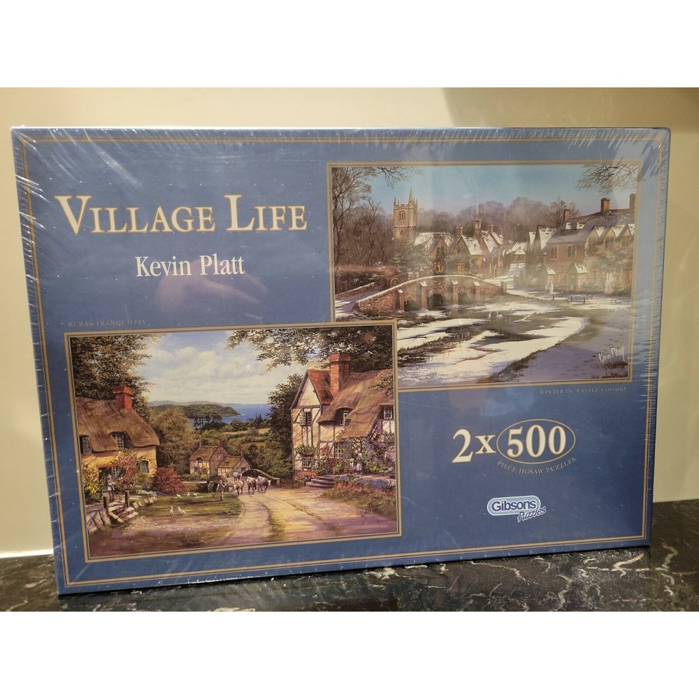 Gibson 2 X 500 Piece Jigsaw Puzzles Village Life Kevin Platt - New